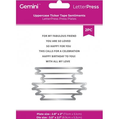 Crafter's Companion Press Plate & Metal Die - Uppercase Ticker Tape Sentiments